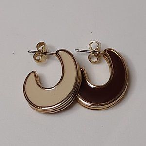 Brown And Cream Colored Avon Earrings